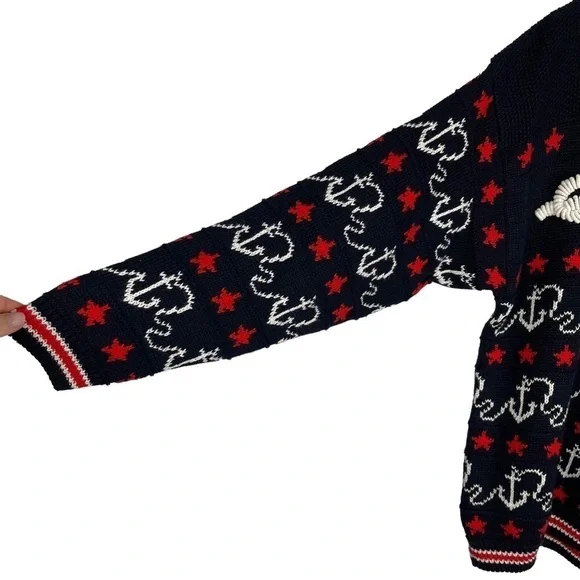 VINTAGE CHAUS SPORT NAUTICAL ANCHOR CREW NECK DROP SHOULDER CREW NECK SWEATER - Picture 10 of 14